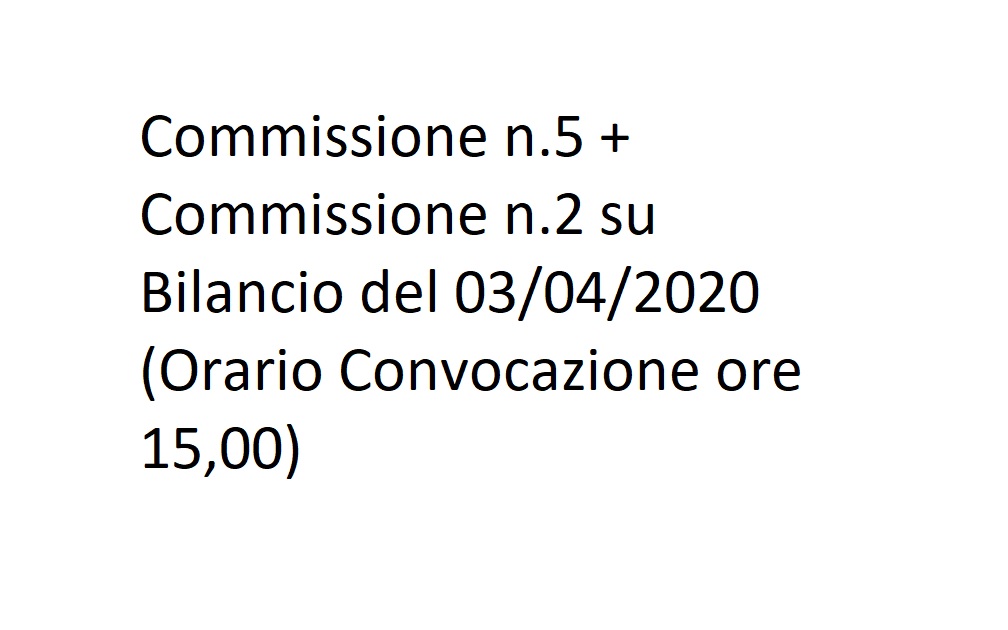 Commissione n.5 + Commissione n.2 su Bilancio del 03/04/2020 (Orario Convocazione ore 15,00)