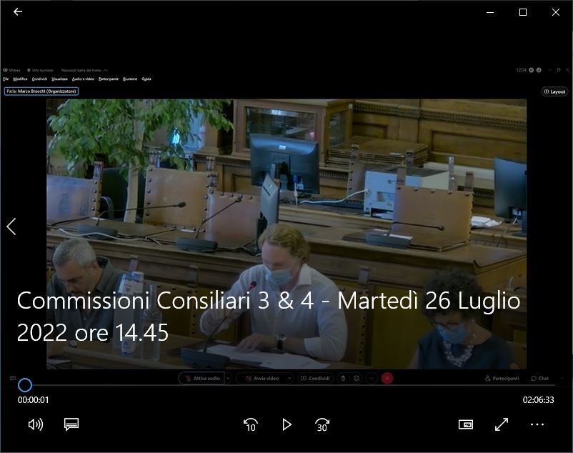 Commissione consiliare n. 3 + 4  congiunte del 26/07/2022 ore 14:45